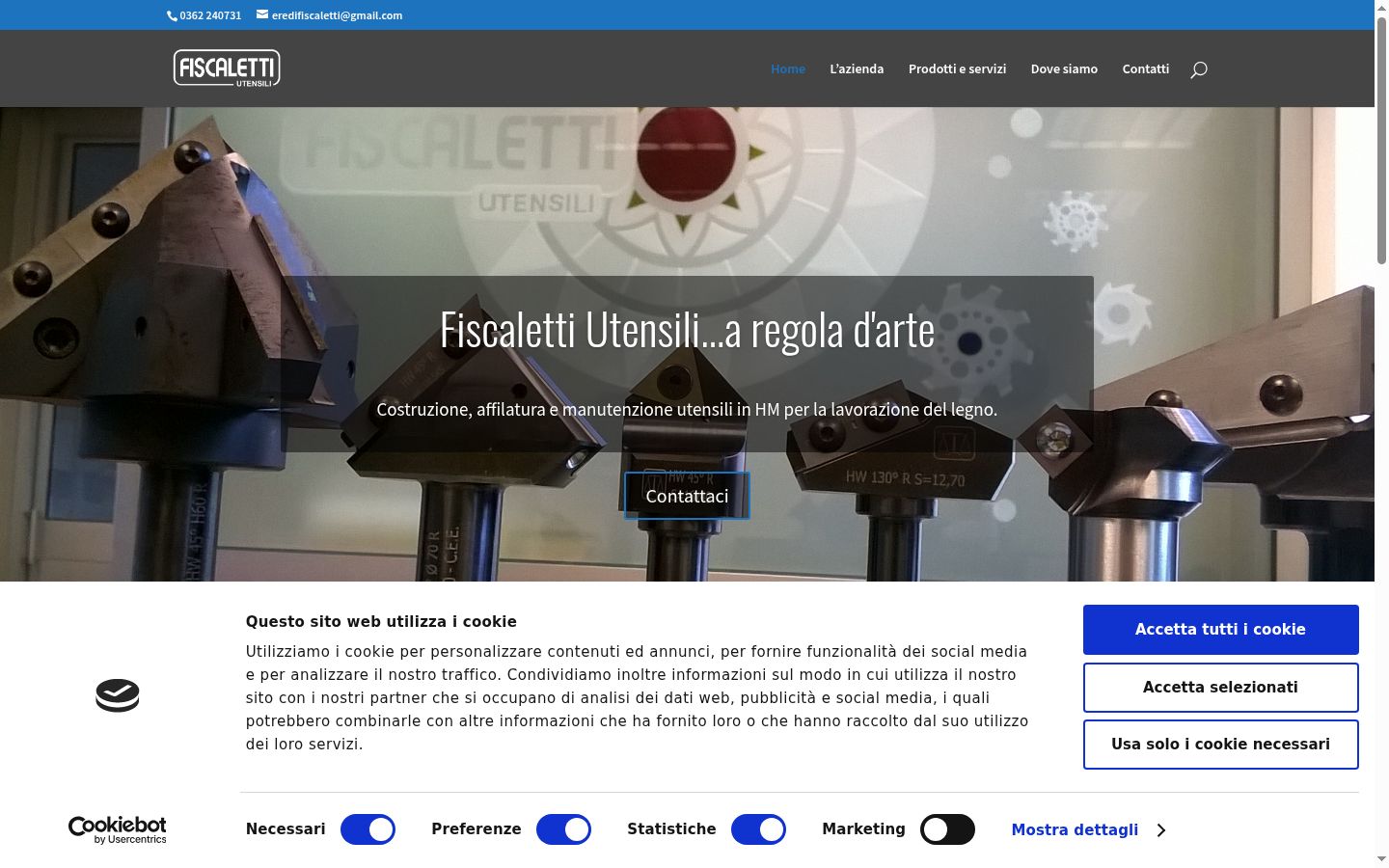 Screenshot del banner di consenso mostrato prima di qualsiasi interazione