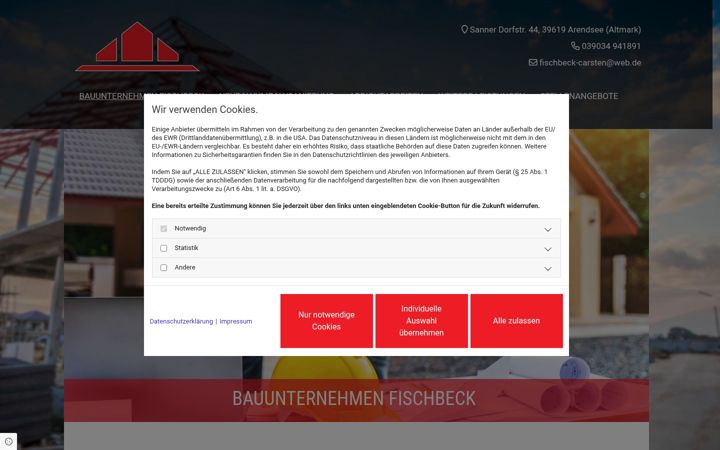 Ekrānuzņēmums no fischbeck-bau.de