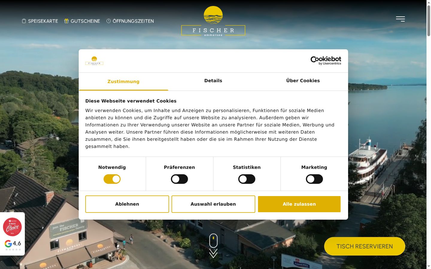 Screenshot del banner di consenso mostrato prima di qualsiasi interazione