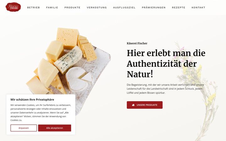 Screenshot of fischer-kaese.at