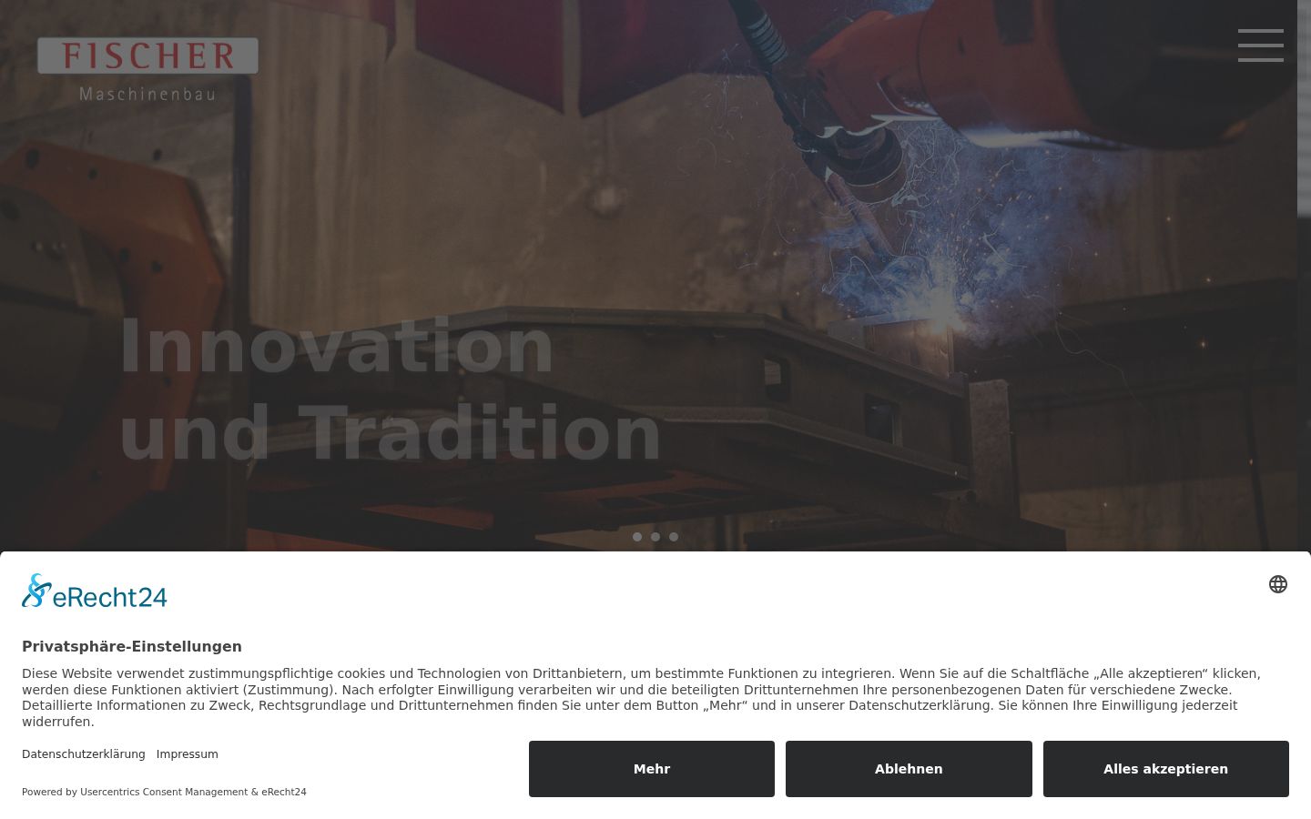 Screenshot des Einwilligungsbanners vor jeglicher Interaktion