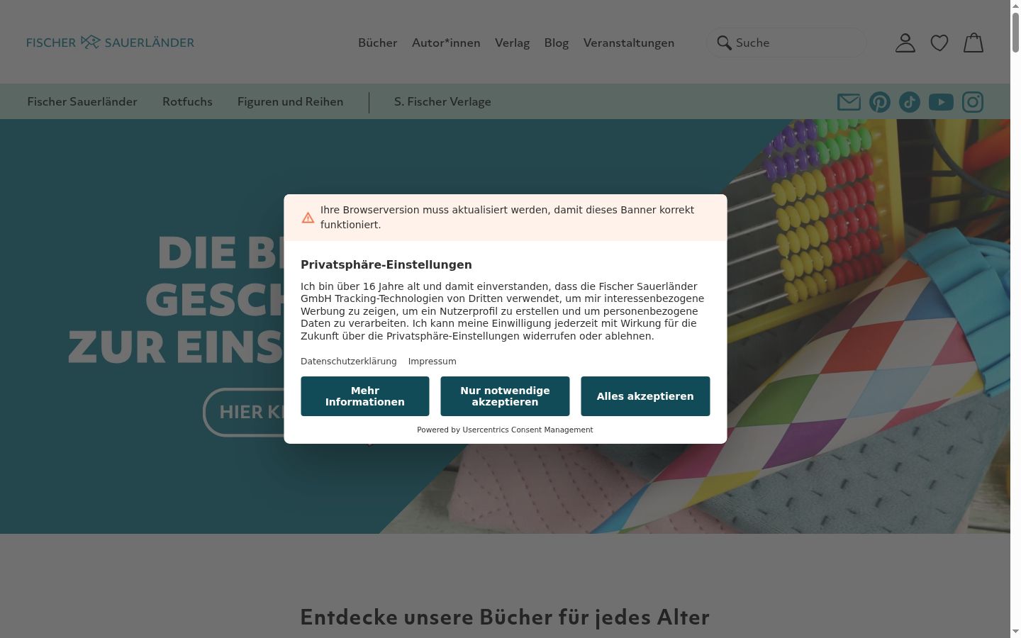 Screenshot tal-banner tal-kunsens muri qabel kwalunkwe interazzjoni