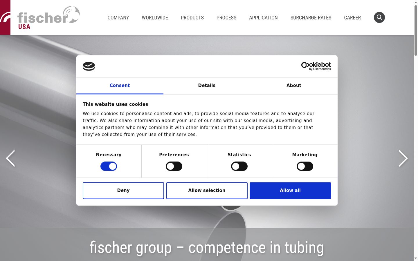 Screenshot of the consent banner shown before any interaction