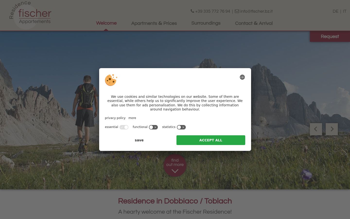 Screenshot tal-banner tal-kunsens muri qabel kwalunkwe interazzjoni