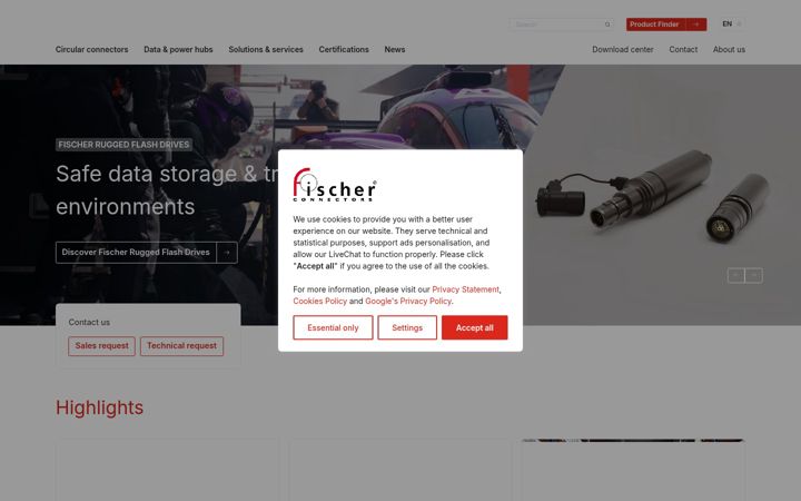 Screenshot of fischerconnectors.com