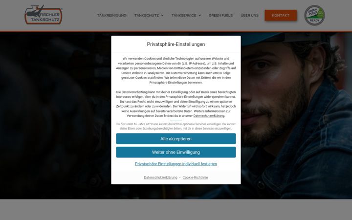 Ekrano kopija fischler-tankschutz.de