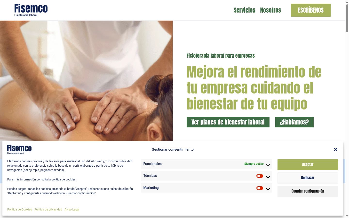 Screenshot del banner di consenso mostrato prima di qualsiasi interazione