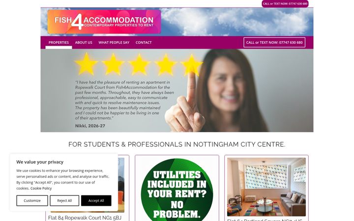 Screenshot ta' fish4accommodation.co.uk