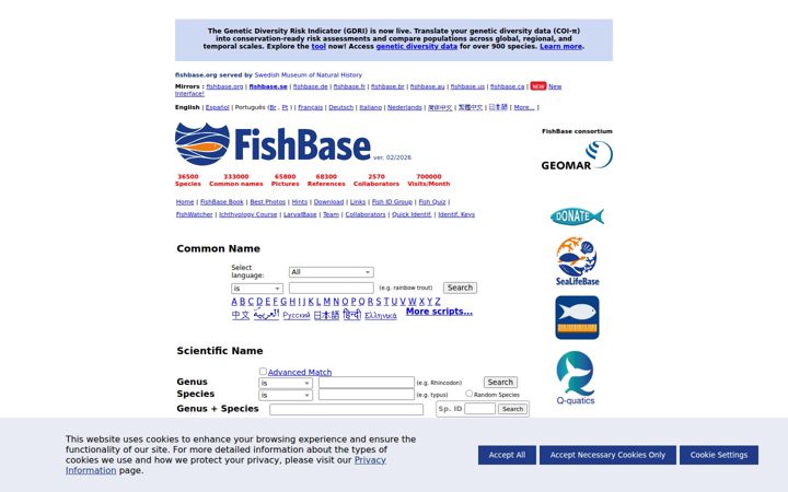 Képernyőkép: fishbase.se