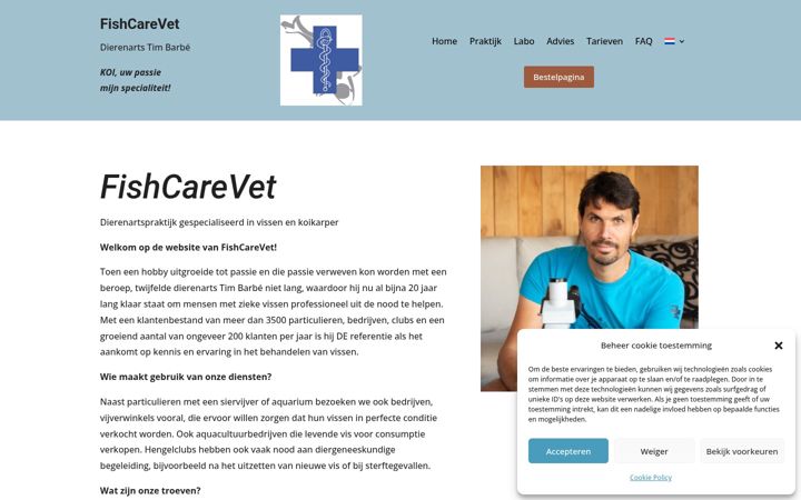 Екранна снимка на fishcarevet.be