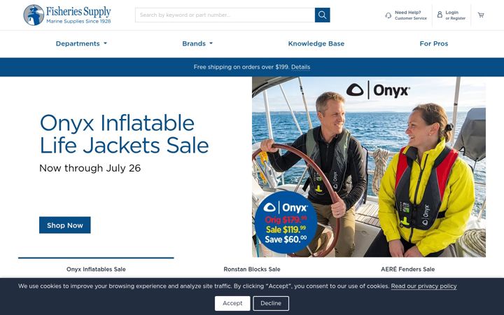 Screenshot of fisheriessupply.com