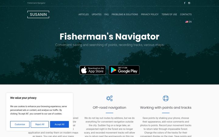 Screenshot of fishermannavigator.com