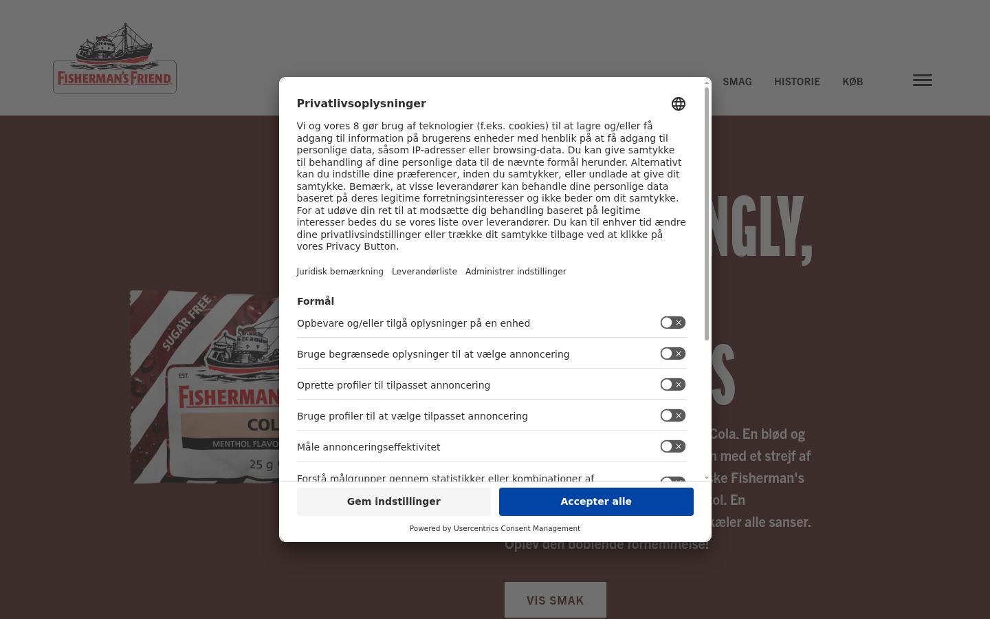Sutikimo reklamjuostės, rodytos prieš bet kokią sąveiką, ekrano kopija