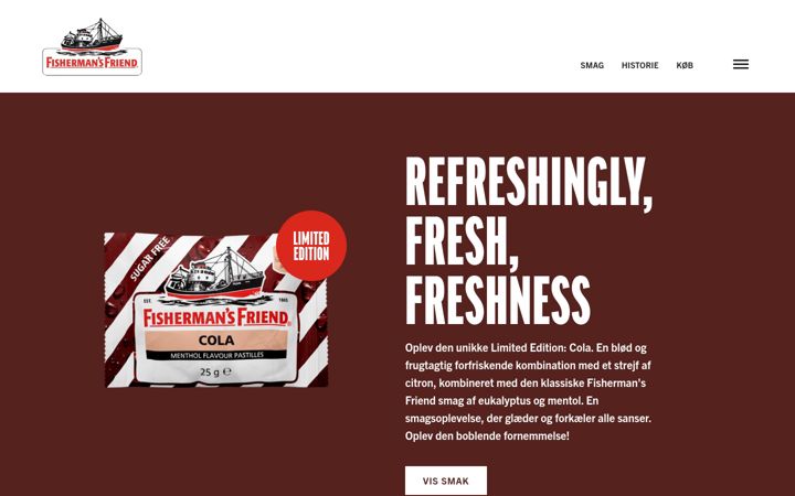 Screenshot of fishermansfriend.com