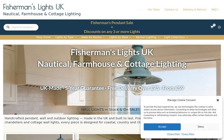 Screenshot ta' fishermanslights.co.uk