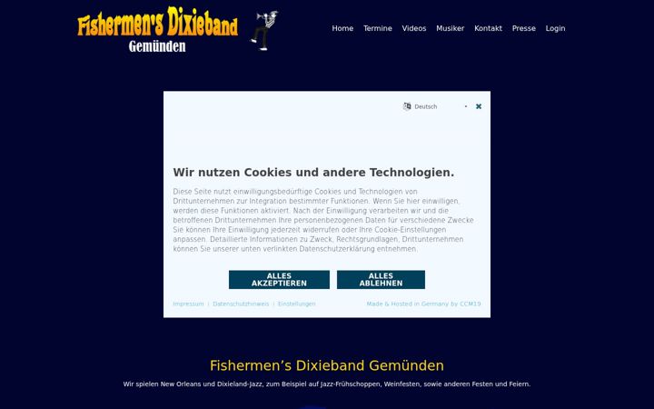 Screenshot of fishermens-dixieband.de