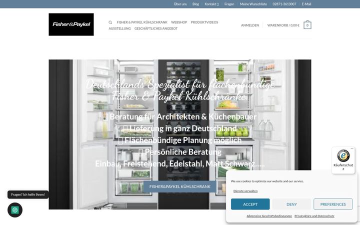 Screenshot of fisherpaykelkuehlschrank.de