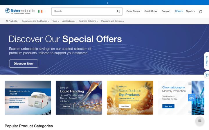 Screenshot of fishersci.ie