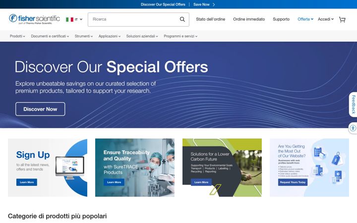 Screenshot of fishersci.it