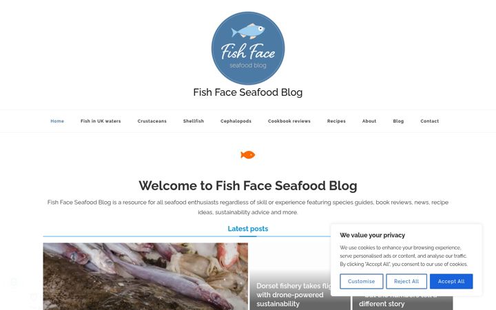 Snímek obrazovky fishfaceseafoodblog.co.uk