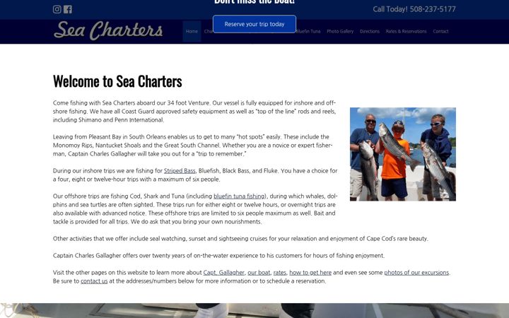 Screenshot of fishing-capecod.com