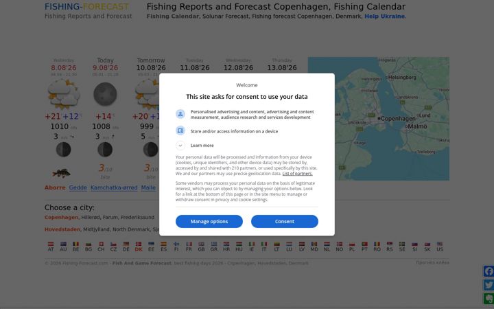 Screenshot of fishing-forecast.com