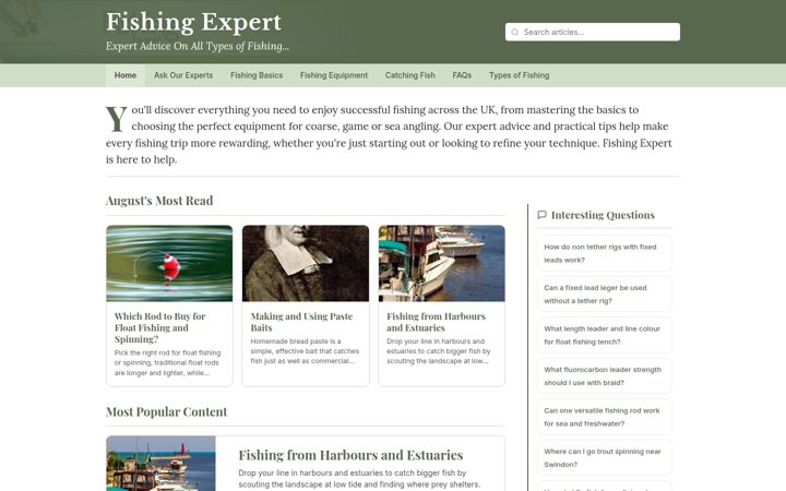 Snímek obrazovky fishingexpert.co.uk