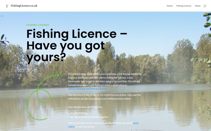 Snímek obrazovky fishinglicence.co.uk
