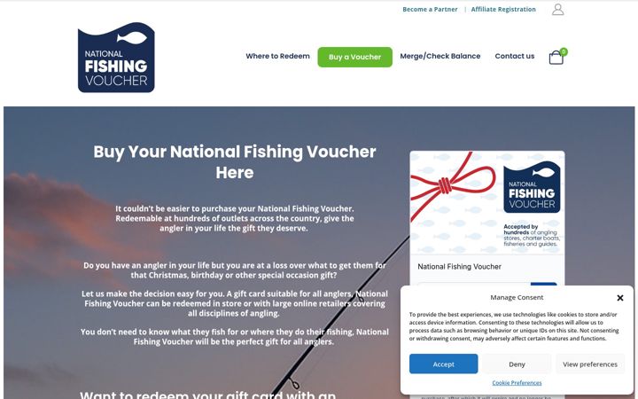 Snímek obrazovky fishingvoucher.co.uk