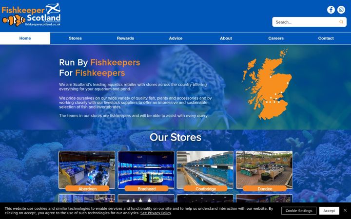 Snímek obrazovky fishkeeperscotland.co.uk