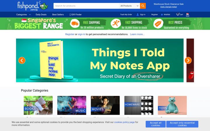 Screenshot of fishpond.com.sg