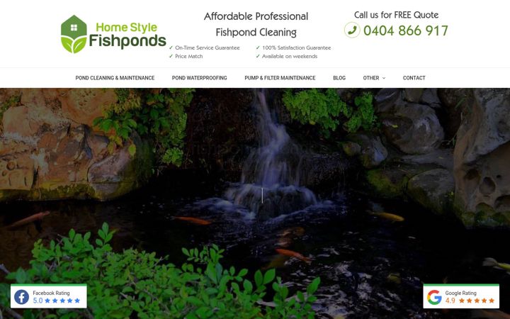 Snímek obrazovky fishpondcleaners.com.au