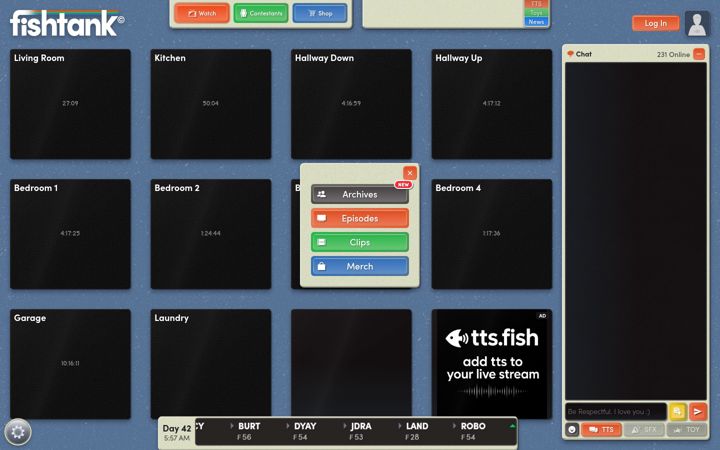 Screenshot of fishtank.live