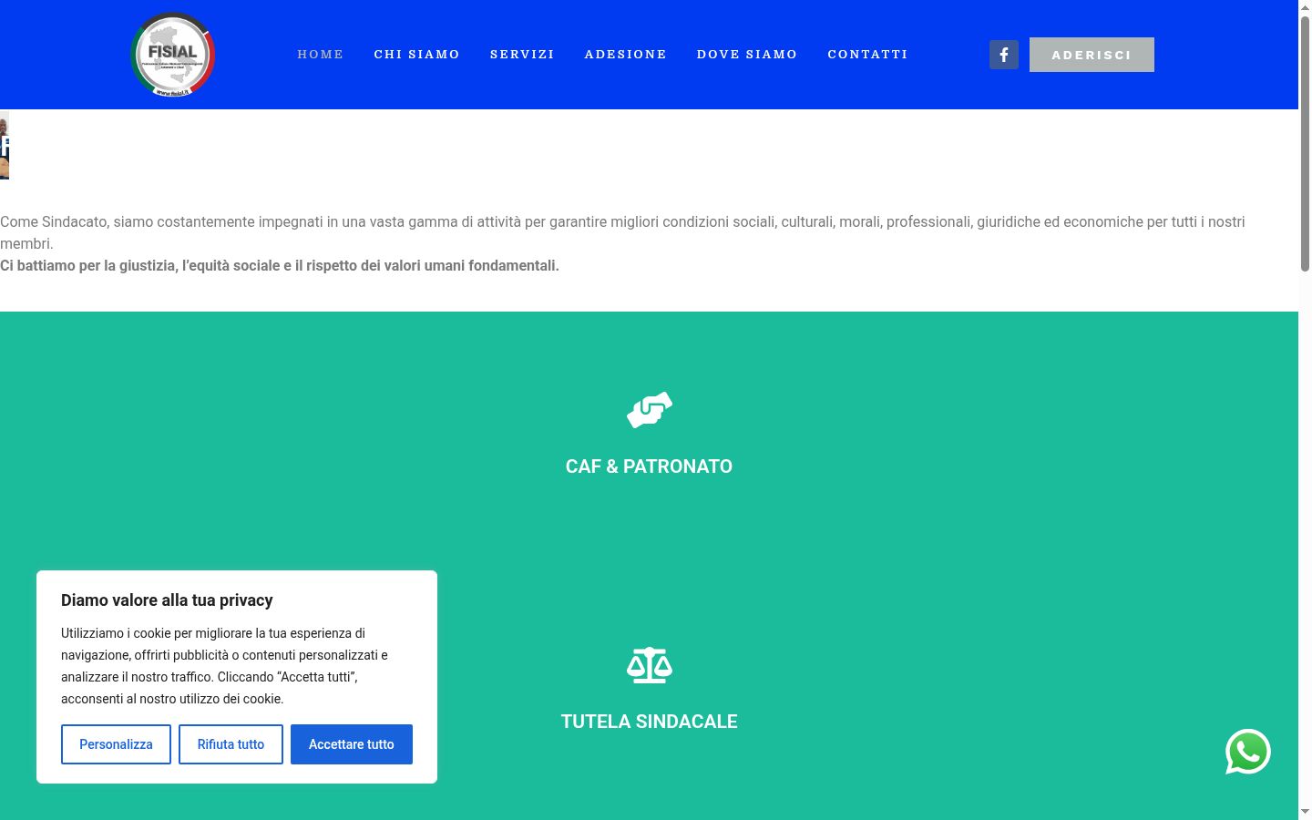 Screenshot del banner di consenso mostrato prima di qualsiasi interazione