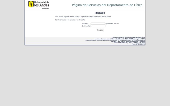 Capture d'écran de fisicaservicios.uniandes.edu.co