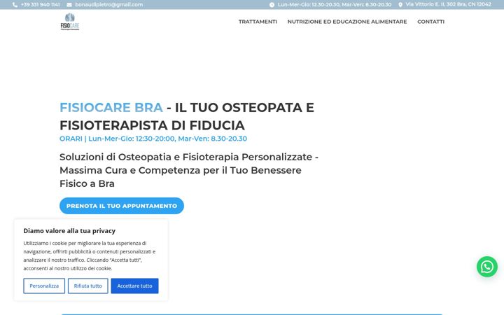 Snímek obrazovky fisiocarebra.it