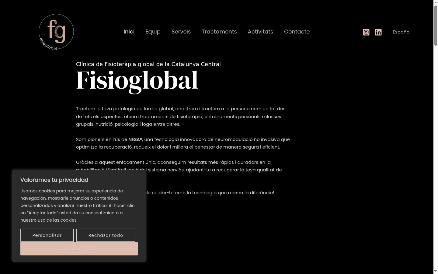 Screenshot of the consent banner shown before any interaction