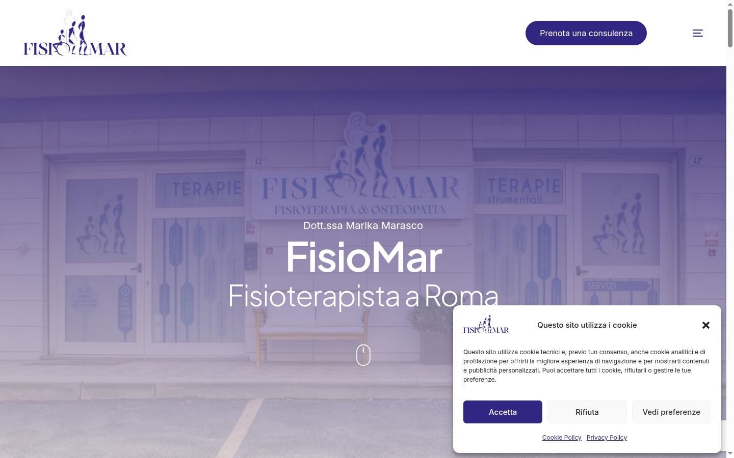 Screenshot del banner di consenso mostrato prima di qualsiasi interazione