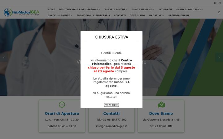 Screenshot of fisiomedicaigea.it