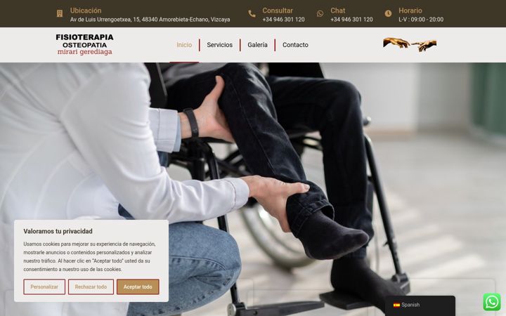 Screenshot of fisiomirarigerediaga.com