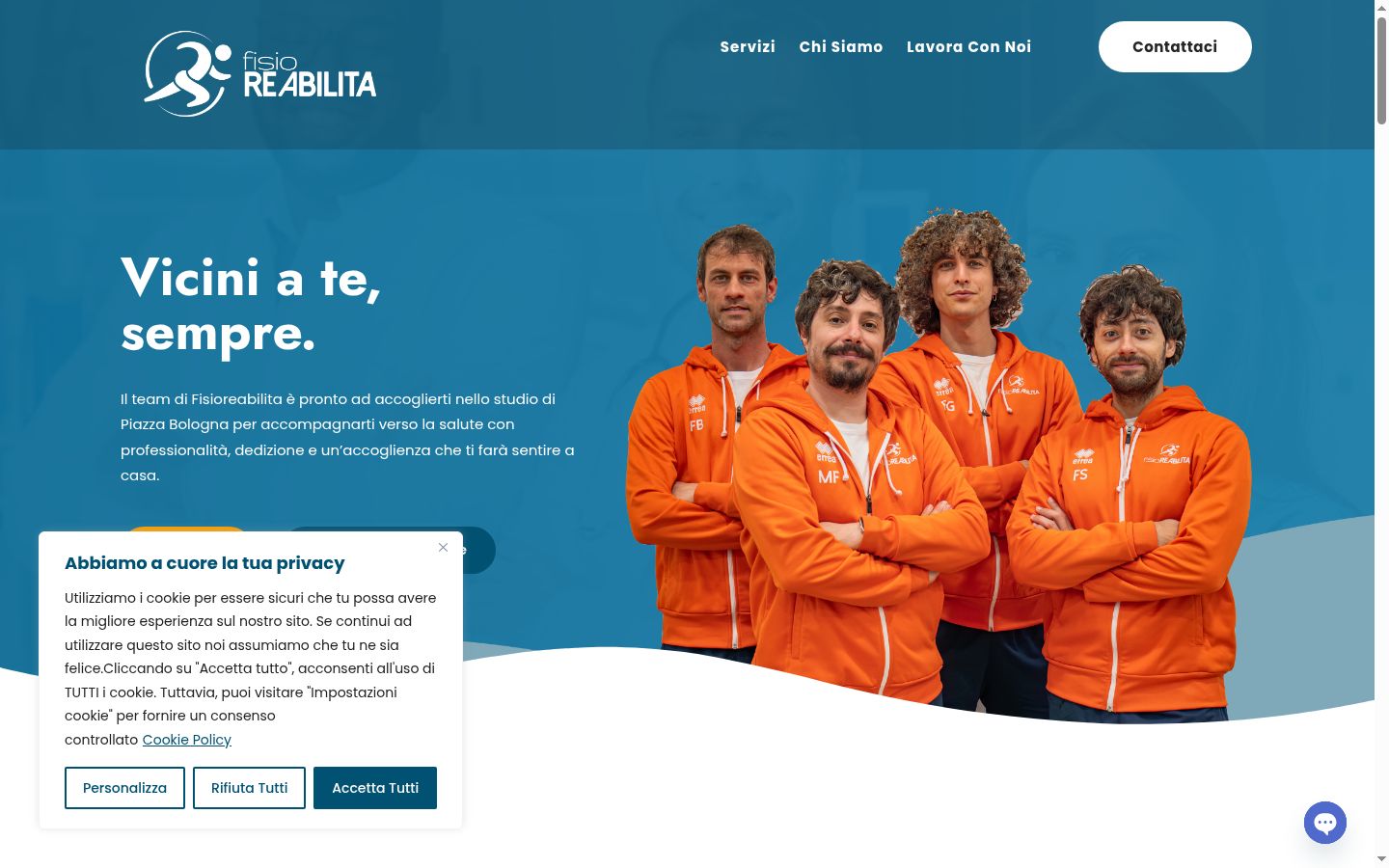Screenshot del banner di consenso mostrato prima di qualsiasi interazione