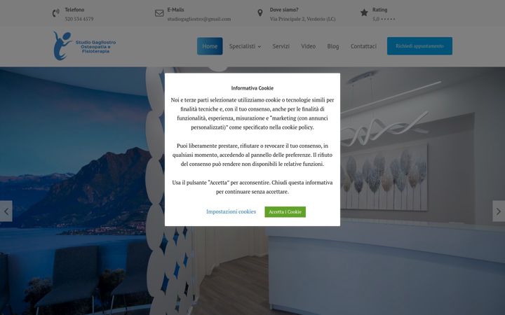 Screenshot of fisioterapiagagliostro.it