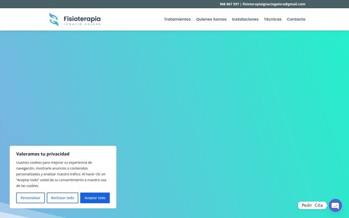 Screenshot of fisioterapiaignaciogalera.com