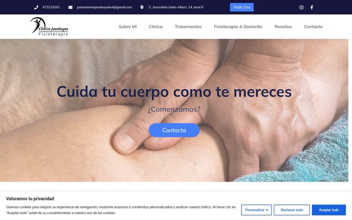 Screenshot of fisioterapiajavaloyes.com