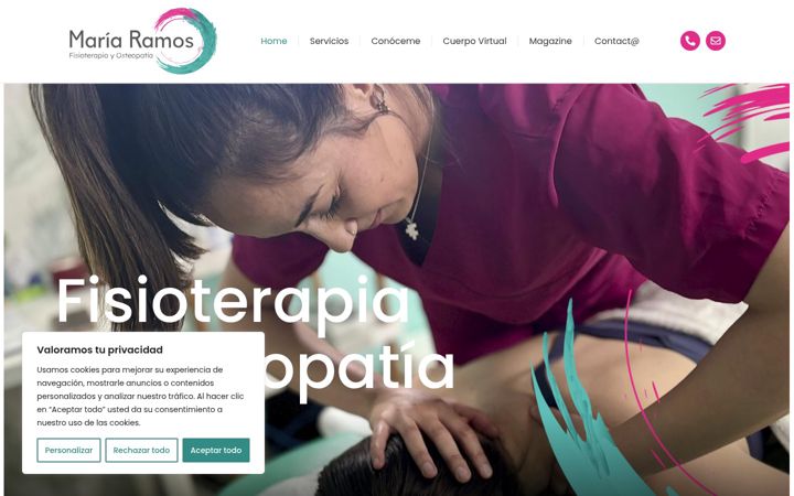 Snimka zaslona za fisioterapiayosteopatiamariaramos.es