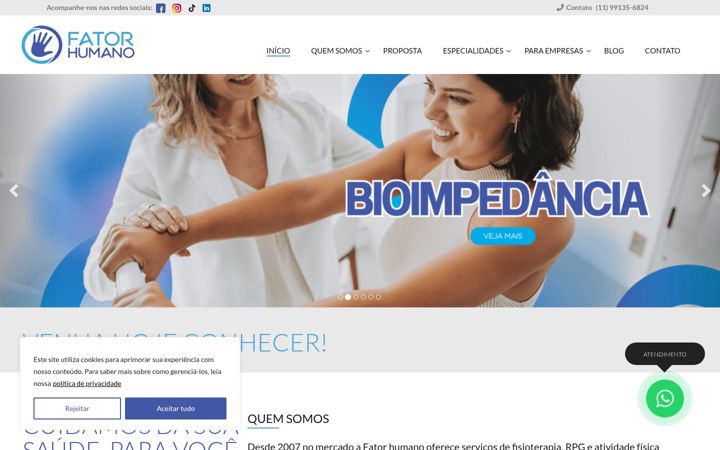 Snímek obrazovky fisioterapiazonanorte.com.br