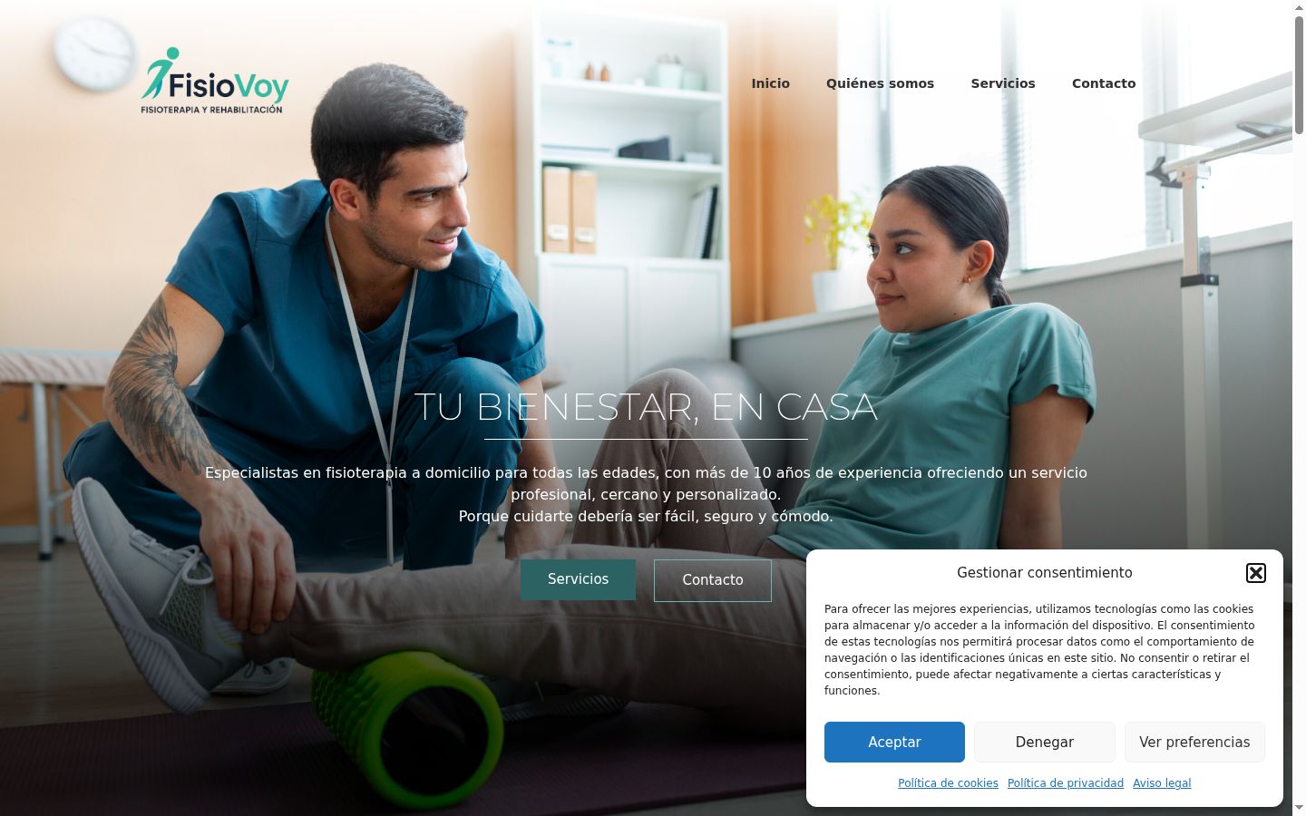 Captura de ecrã do banner de consentimento apresentado antes de qualquer interação
