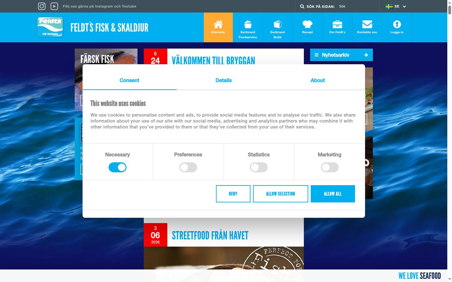 Kuvakaappaus suostumusbannerista, joka näytettiin ennen mitään vuorovaikutusta