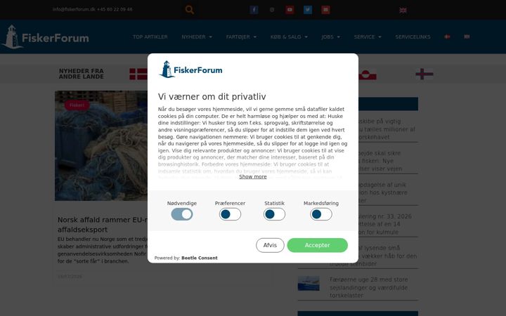 Screenshot of fiskerforum.dk