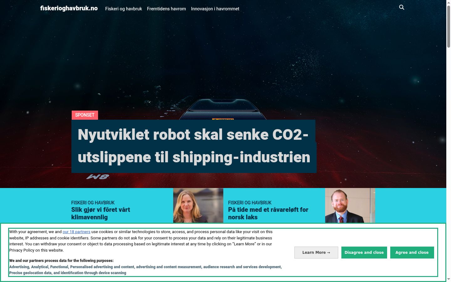 Screenshot tal-banner tal-kunsens muri qabel kwalunkwe interazzjoni